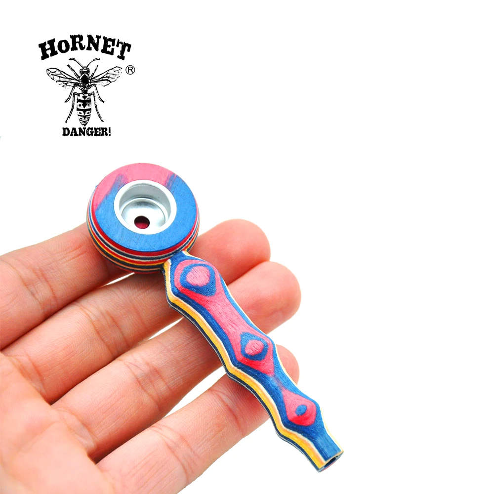 

1pc Rainbow Color Ethnic Stype Smoking Pipe Wooden Pipe Portable Tobacco Pipes.Color Random