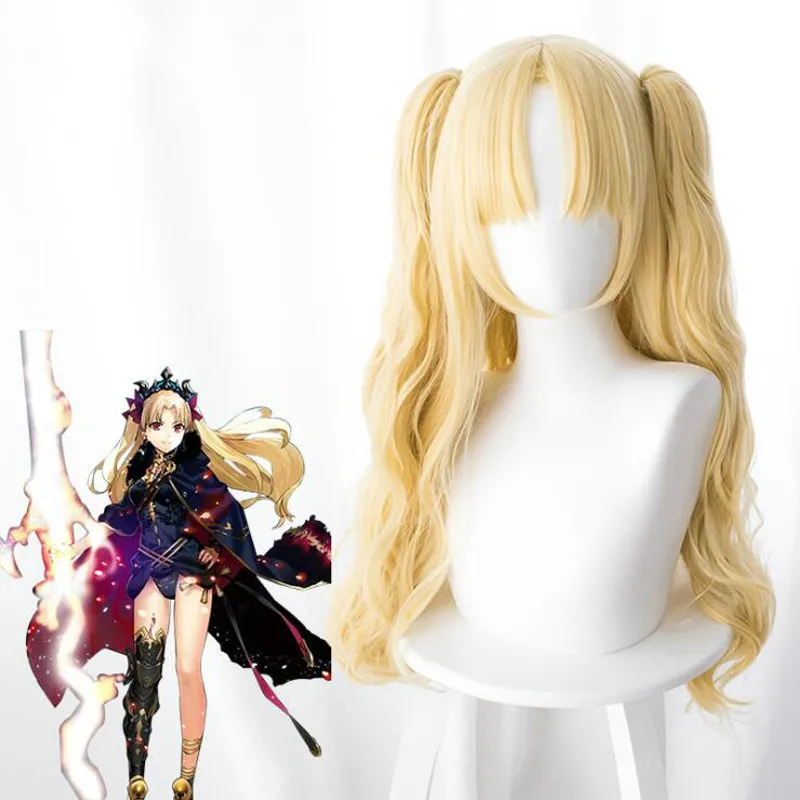 FGO Fate/Grand Order Ereshkigal золотой парик базовый для косплея + 2 косички Хэллоуин