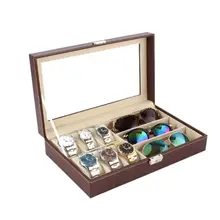 Cheapest 6 Slot Men Watch Glasses Box Leather Display Case Organizer Jewelry Storage Cheap