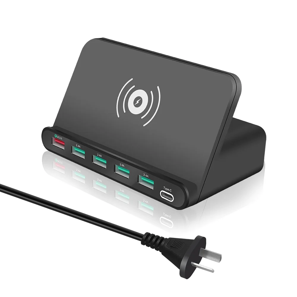 QI 10 Вт беспроводное USB зарядное устройство Quick Charge 3,0 PD type C мульти концентратор Быстрая зарядка станция адаптер для iPhone iPad Sumsung Xiaomi Mi - Тип штекера: AU Plug