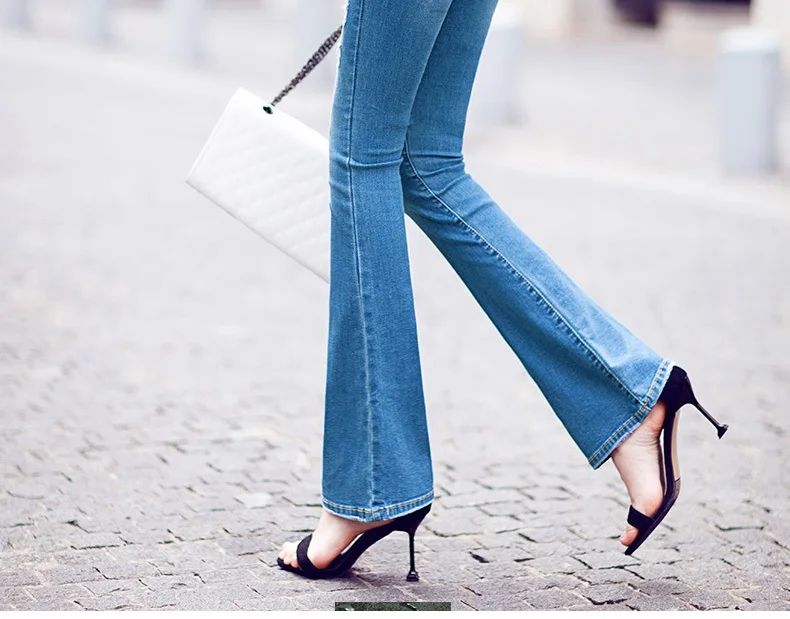 ACRMRAC Для женщин джинсы осень тонкий отверстие Flare брюки джинсы Для женщин