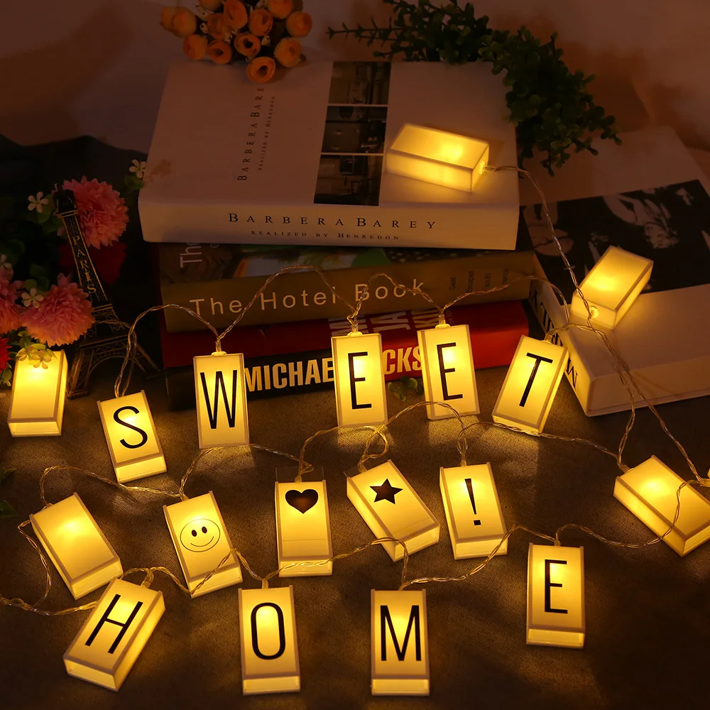 

2m Freely Combined DIY LED Letters Light Box String AA Battery Charging Lighting Strings For Birthday Celebration Bedroom Decor