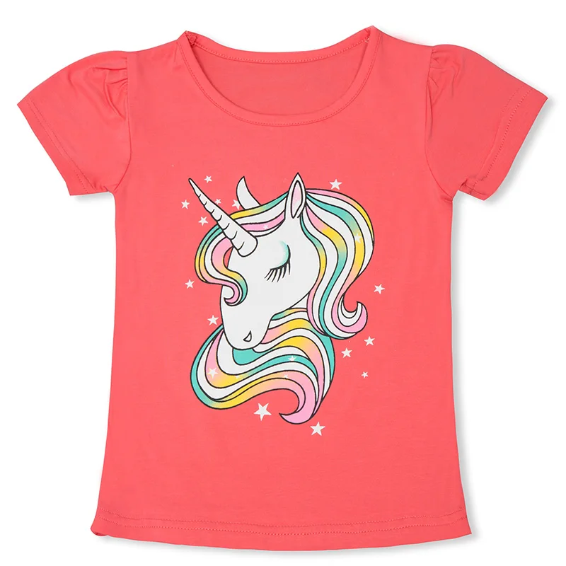 Детская футболка для девочек с единорогом футболки для маленьких девочек, топы для маленьких девочек, детская футболка с единорогом Детская Хлопковая одежда - Цвет: 509