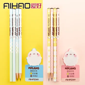 

New Arrival the Rabbit Series Cute Round Wood Pencil HB Student Pencil School Supply 12pcs/lot Free Shipping