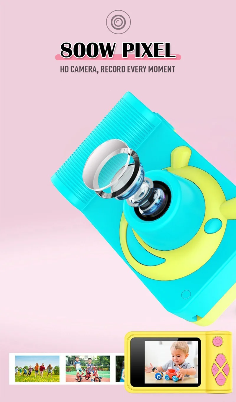 

Mini Digital Camera 2 Inch Cartoon Cute Camera Toys Children Birthday Gift 1080P Toddler Toys Camera Kids Camera