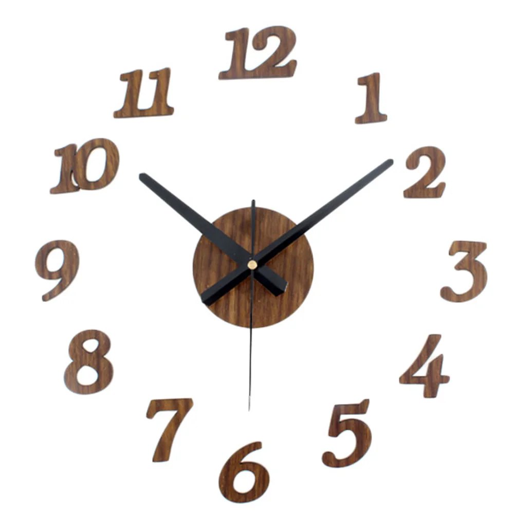 Buy DIY Wall Clock Wooden Textures Stickers Home Decor Living Room Watch Modern