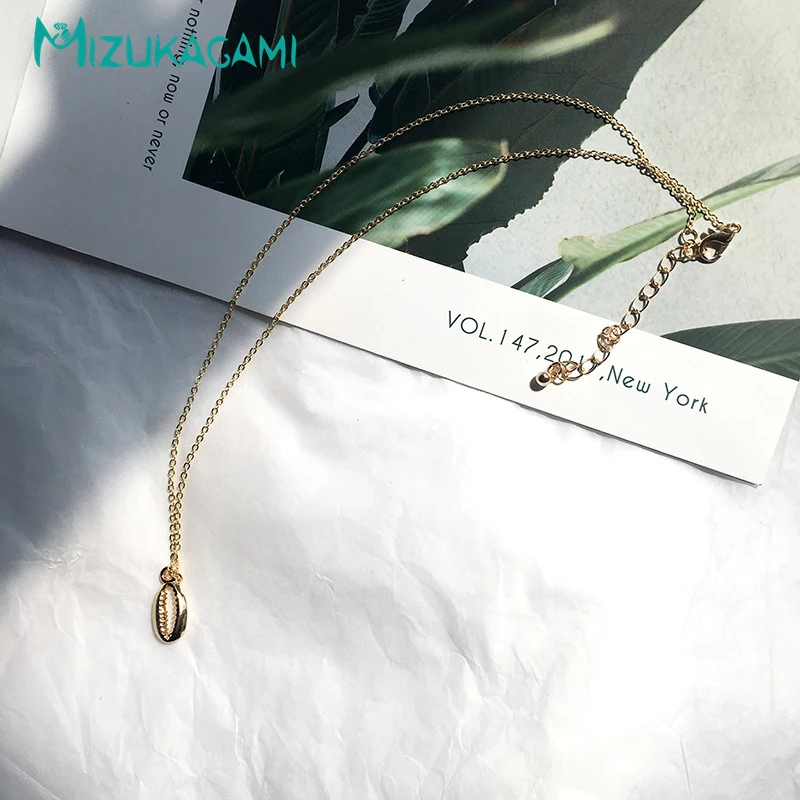 Ожерелье женское золото натуральная оболочка Длинная цепочка из звеньев цинка массивное ожерелье из сплавов первоначальное ожерелье