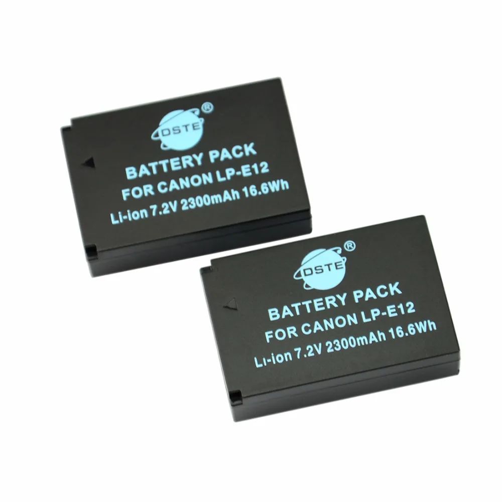 DSTE 2pcs 7.2V 2300mAh LP E12 LPE12 LP E12 Camera batteries for Canon M