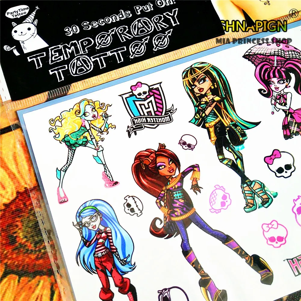 SHNAPIGN Monster High Phantom кукла временный боди-арт флэш тату наклейка 10*17 см Водонепроницаемая хна поддельная стильная Татуировка наклейка