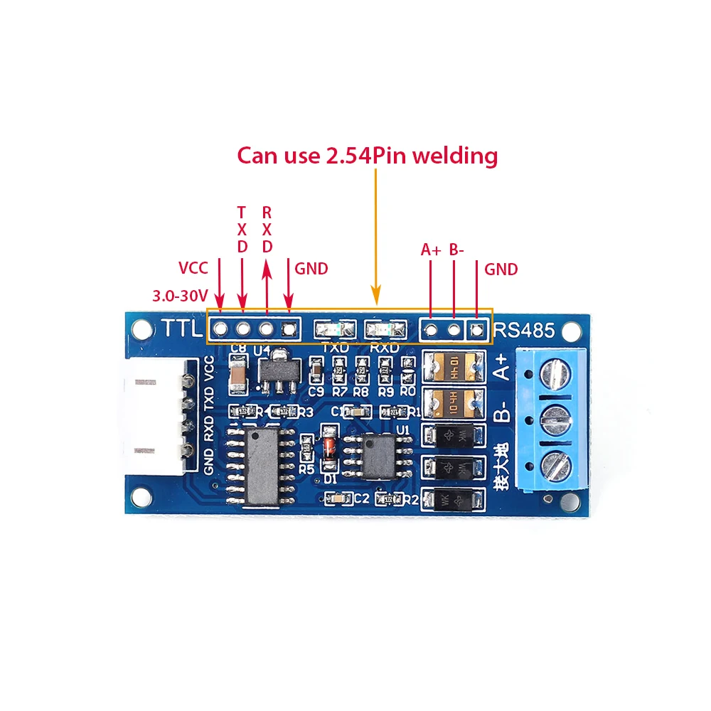 3.0 V ~ 30 V TTL إلى RS485 تحويل عالية EMC EMI 3.3 V/5.0 V إشارات الأجهزة التلقائي التحكم وحدة محول لاردوينو AVR