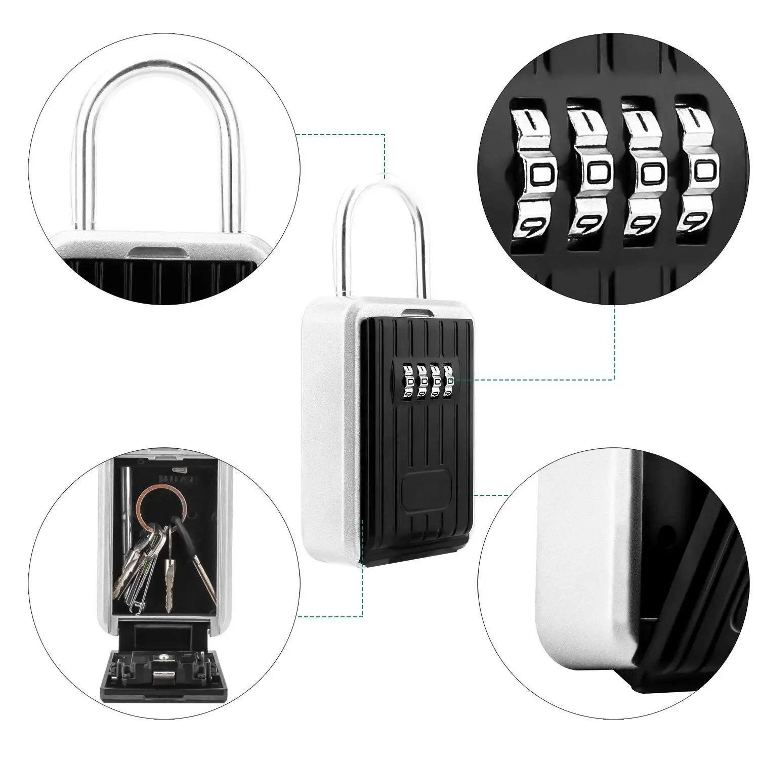 FGGS Портативный Key Lock Box Secure Key Holder прочный алюминиевый сплав Материал с 4 цифры Комбинации Водонепроницаемый риэлтор замок