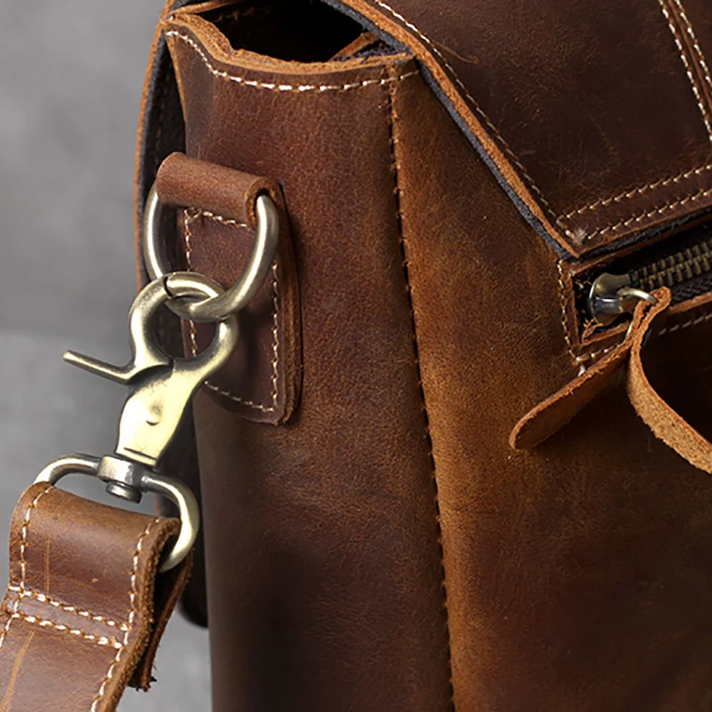 AETOO Retro head cowhide Briefcase Leather laptop bag men's shoulder oblique cross bag