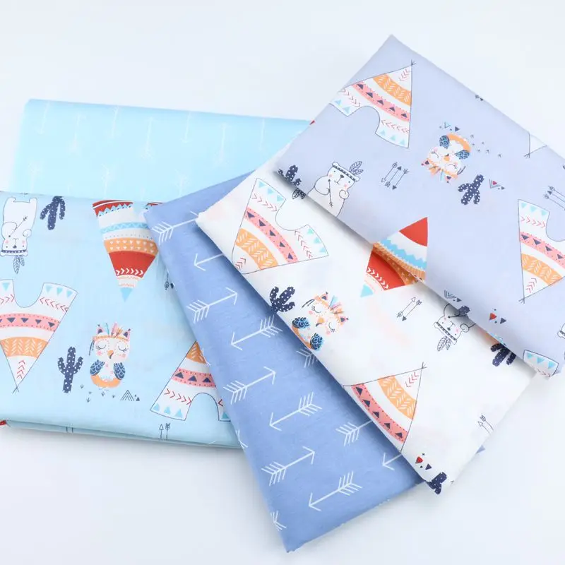160 см* 50 см хлопок скандинавский ветер серый светло-бежевый синий мультфильм Медведь Охотник палатка Сова стрелка ткань для комплект кровати «сделай сам» декор ручной работы