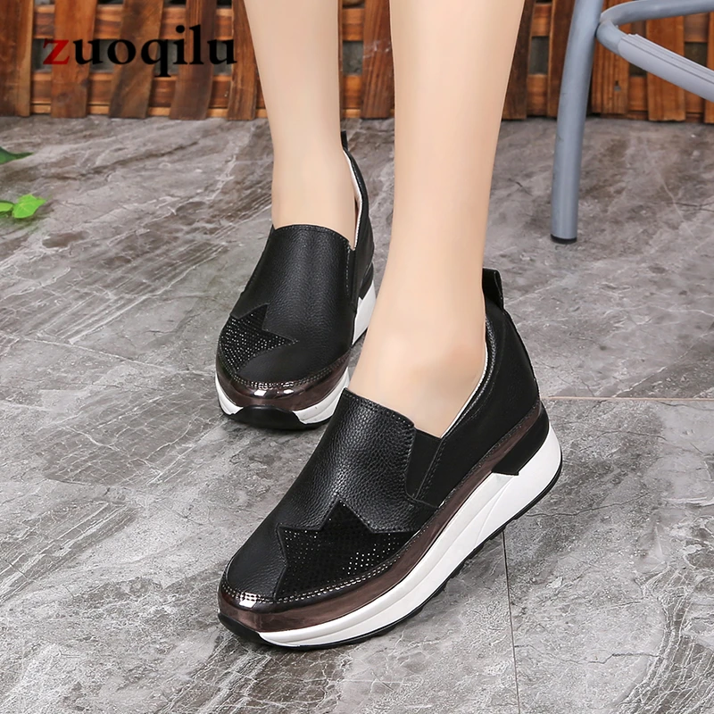 

2019 new women casual shoes breathable flat platform shoes slip on shoes for women creepers loafers flat shoes