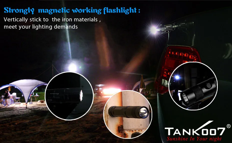 TANK007 M20 CREE R5 190 люмен 5 Режим задний магнит для ремонта автомобиля светодиодный фонарик