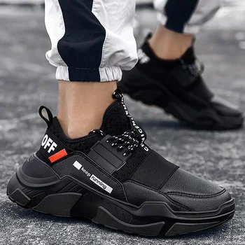 

Large Size 45-46 Chunky Sneakers Men Summer Black Shoes+male PU Sole Solid Cozy Casual Footwear Man Basket Homme
