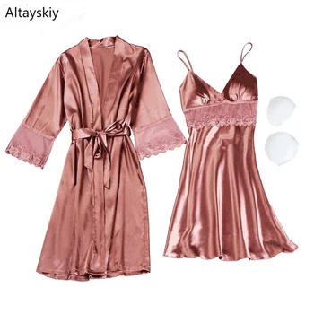 

Robes Women V-Neck Leisure Simple Elegant Summer Breathable Solid Soft Womens Long Sleeve All-match Ladies Knee-length Lovely