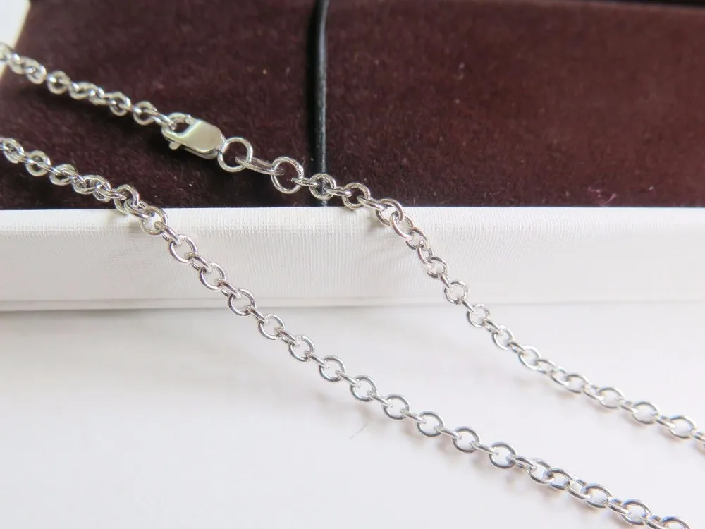 

NEW 18K White Gold Special Round Cable Link Chain Necklace 40cm L