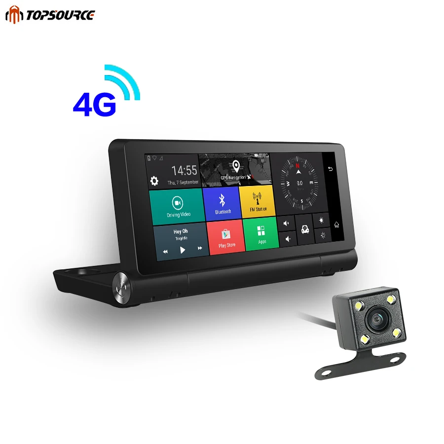 TOPSOURCE, новинка, 4G, Автомобильный gps навигатор, Android 5,1, Bluetooth rom, 16 ГБ ram, 1 ГБ, Full HD, 1080 P, Автомобильный видеорегистратор, навигатор с двумя объективами, камера TS22