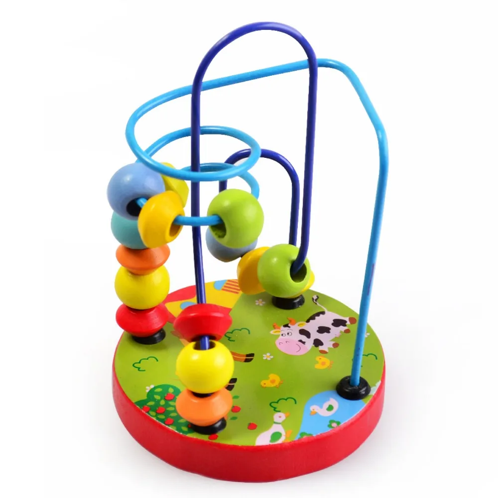 Мини Изображение коробки вокруг бисера Детские Развивающие деревянные детские игрушки мини вокруг бусины монтесори игры 4 цвета стиль