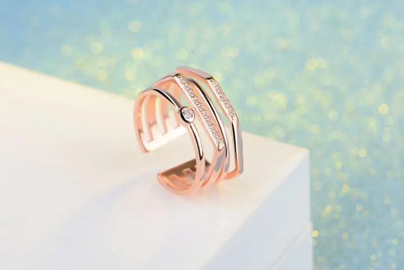 Anenjery, 925 пробы, серебряные кольца для женщин, мозаика, CZ Циркон, многослойные кольца с изменяемым размером, bague femme S-R224