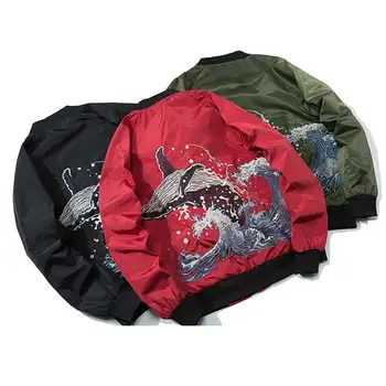 

Jackets Men Japanese Embroidery Jacket Hip Hop Outwear Fashion Tracksuit Zipper Male Baseball Jackets Streetwear