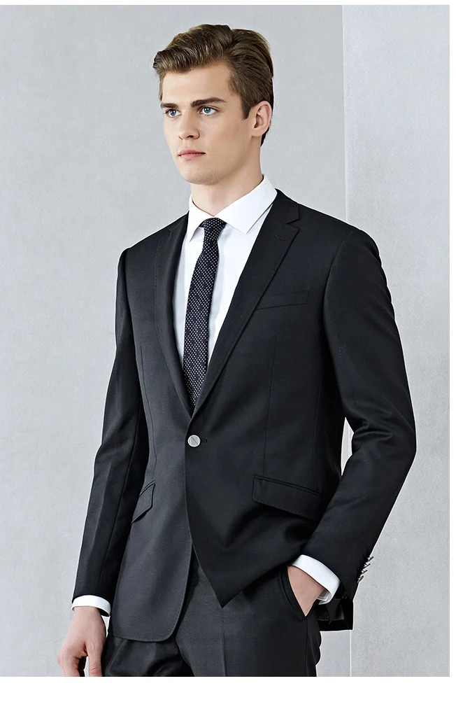 Elegant Black Business Suit Style Single Breasted Notch Lapel Groom Tuxedos Custom Made Suits Business Evening Suit 2 Pieces Elegant Black Business Suit Style Single Breasted Notch Lapel Groom Tuxedos Custom Made Suits Business Evening Suit 2 Pieces