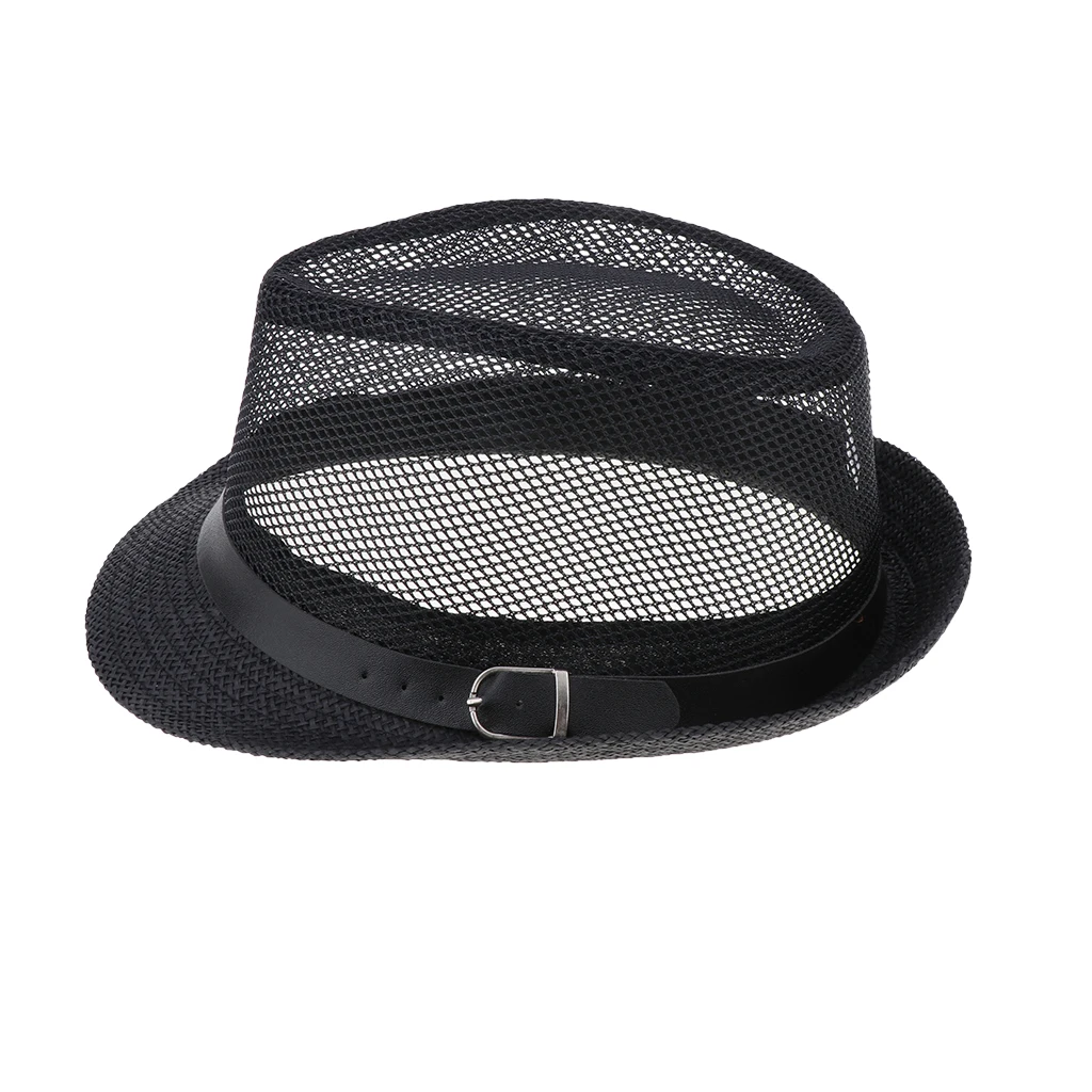 Men Women Linen Fedora Panama Hat Classic Straw Short Brim Beach Sun Hat Church Net Jazz Fishing Cap