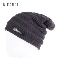 Difanni Skullies шапочки зимняя шапка упругой для Для женщин теплая шапка Модные Вязание теплые Кепки теплая шапка Кепки для отдыха модные зимние