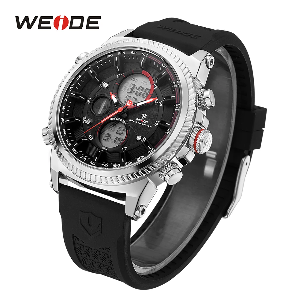 Prix WEIDE Hommes Montre de Sport de Quartz Numérique Auto De Luxe de Courroie De Bande Hommes Montres pour Homme zegarki relogio masculino heren horloge