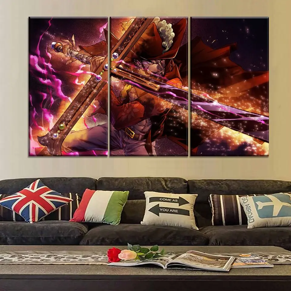 Us 473 42 Offdekorasi Rumah Kanvas Lukisan 3 Buah Anime One Piece Dracule Mihawk Gambar Dinding Seni Modular Samping Tempat Tidur Latar Belakang