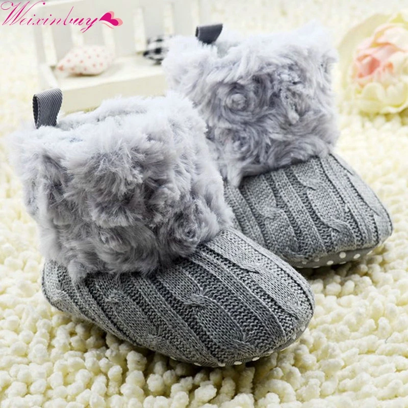 

Baby Kid Boys Girls Knitted Fur 5 Color Toddlers Soft Sole Short Warm Soft Snow Boots Shoes 0-18 Months