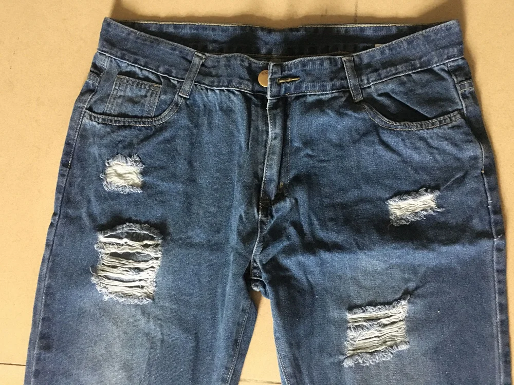 Обтягивающие рваные джинсы для мужчин, мужские синие мотоциклетные джинсы, джинсовые штаны, модные брендовые рваные байкерские джинсы размера плюс S-3XL