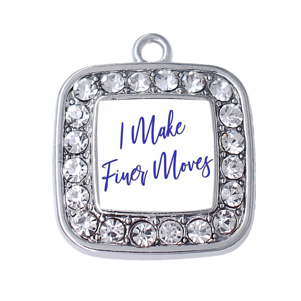 

Double Nose metal alloy sticker i make finer moves charm square poster pendant fit society bracelet necklace making student gift