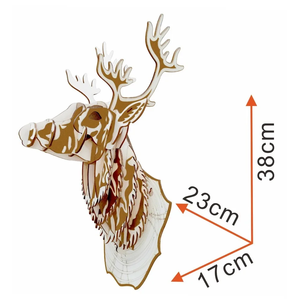 Nulong лазерная резка 3D деревянная головоломка 3D детская головоломка из дерева Woodcraft сборка комплект-голова оленя с шт. 19 шт. деталей