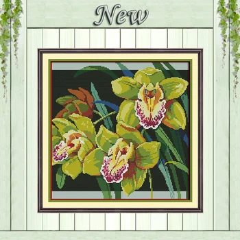 

Orchids flowers decor diy Paintings Counted Printed on the canvas DMC 14CT 11CT NKF Cross Stitch Needlework Kits Embroidery Sets