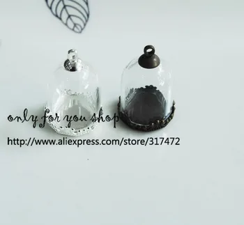 

NEW 100sets/lot 15mm open mouth 20mm tall glass vial bubble &15mm base Blank DIY glass vial pendant