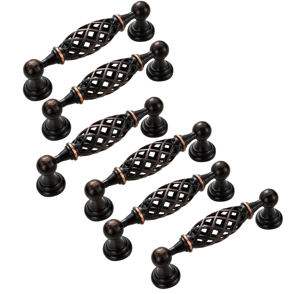 6Pieces Drawer Handle Spiral Bird Cage Cabinet Pull Knob Furniture Decor 120X30mm