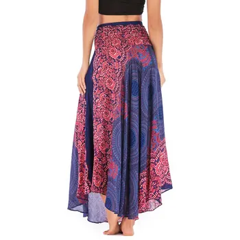 

Thai Cotton Silk Print Belly Dance Skirt Beach Holiday Ethnic Style Skirt Beach Tunic Bandana Dress Sportswear Woman