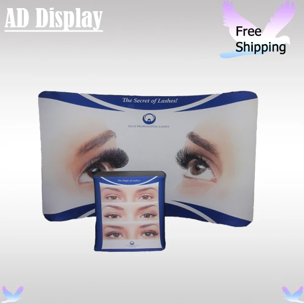  Exhibition Booth 10ft*7.5ft Curve Trade Show Tension Fabric Banner Display Stand With Single Side Printing+Durable Square Table 