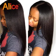 Light Yaki Straight Human Hair Brazilian Virgin U Part Wig For Black Women Middle Part U Part Wigs Natural Color UPart Wigs