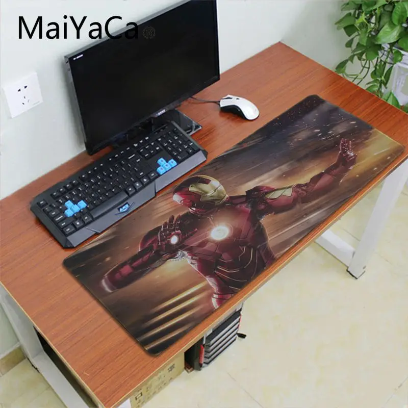 Maiyaca железные человеческие Мстители hero анти-скольжение прочный резиновая клавиатура Аниме Коврик для мыши 700x300 мм геймер большой Офисный Компьютерный стол коврик - Цвет: Lock Edge 30X70cm