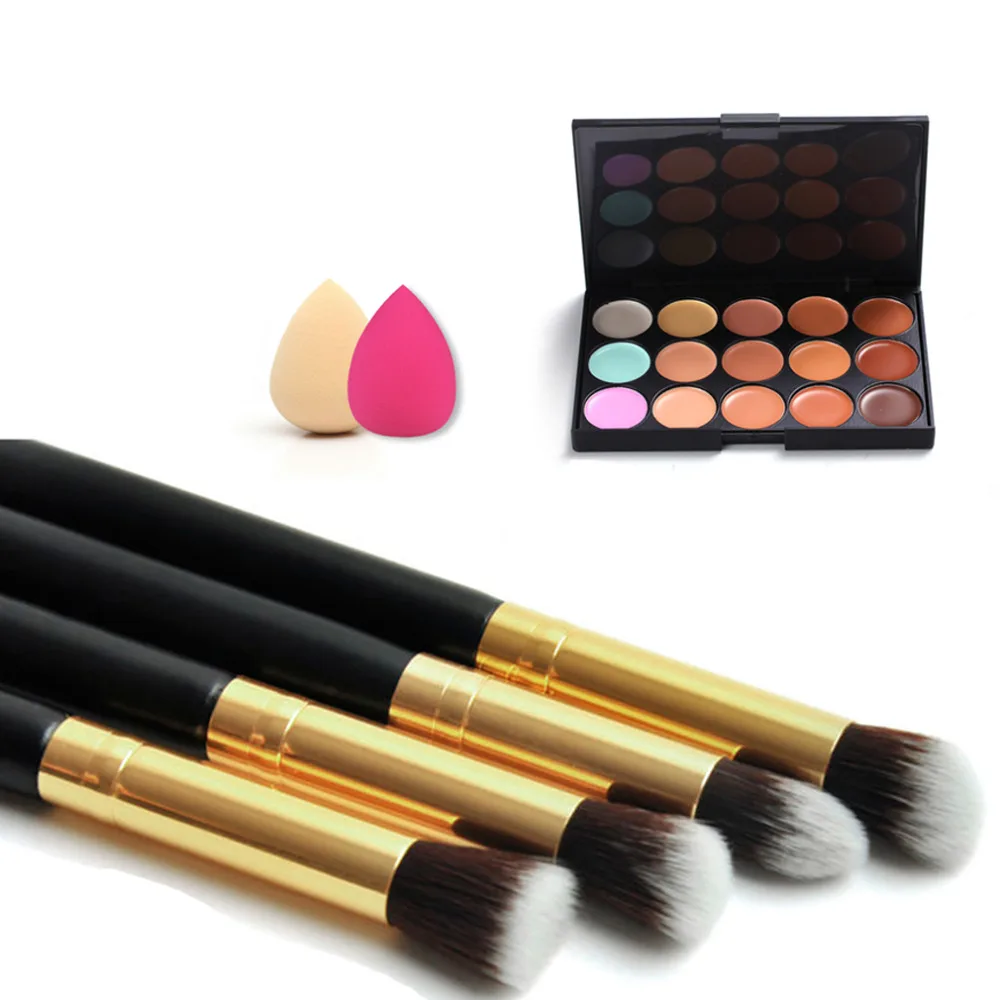 

Pro Makeup Sets 15 Color Concealer Palette +4pcs makeup Brushes+2pcs Sponge Puff Face Cosmetics Makeup Tool Kit new