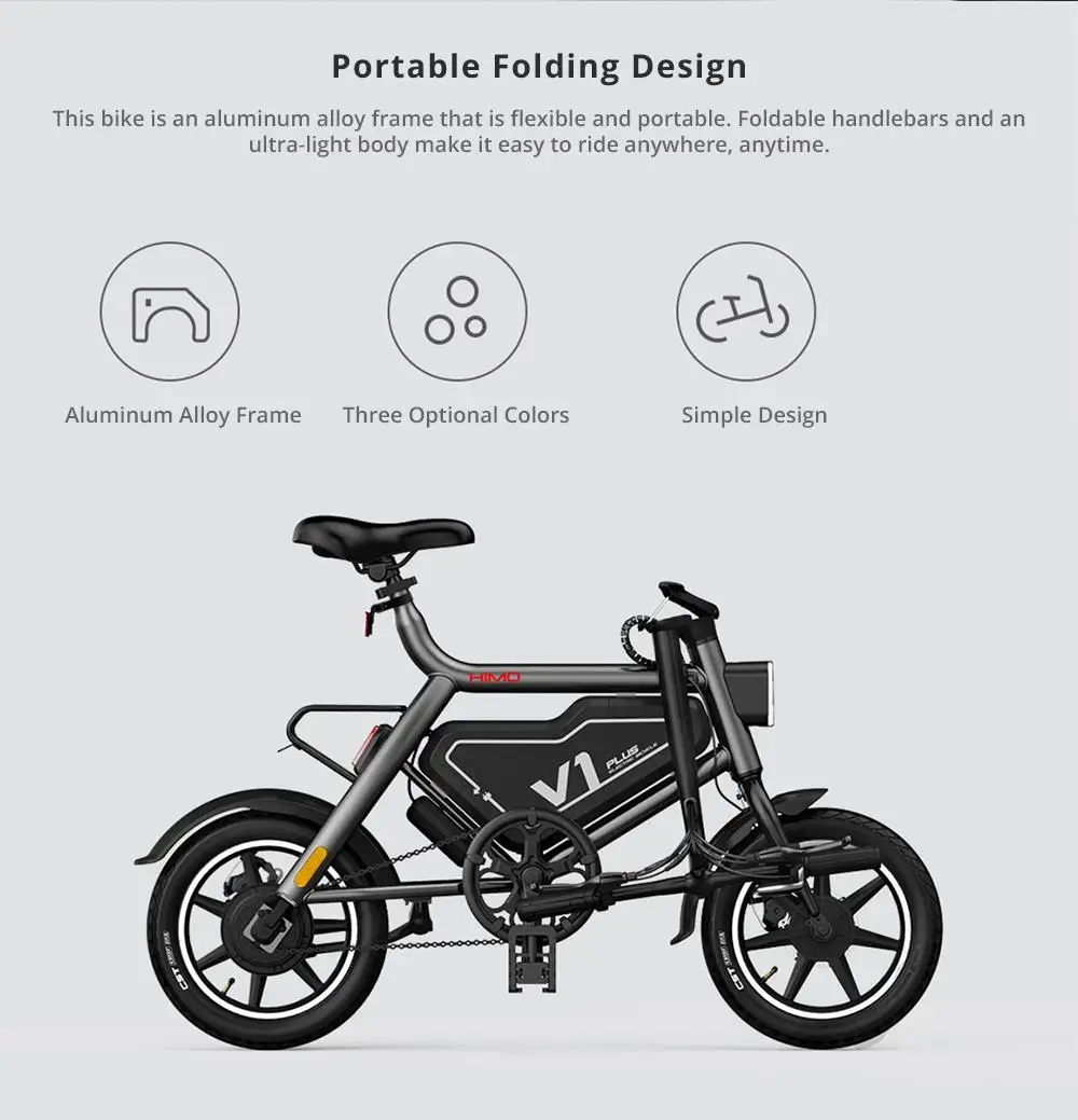 Discount Xiaomi HIMO V1 Plus Portable Folding Electric Moped Bicycle Maximum speed 25km/h Smart bike Outdoor Xiaomi Electric scooter 18