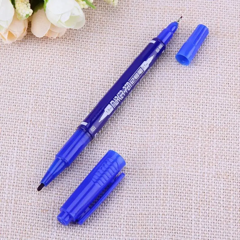 1Pc 3 Color Fast Dry Permanent Markers Waterproof Twin Tip 0.7mm Extra Fine Marker Pens Dual-side for Drawing Painting Sketch