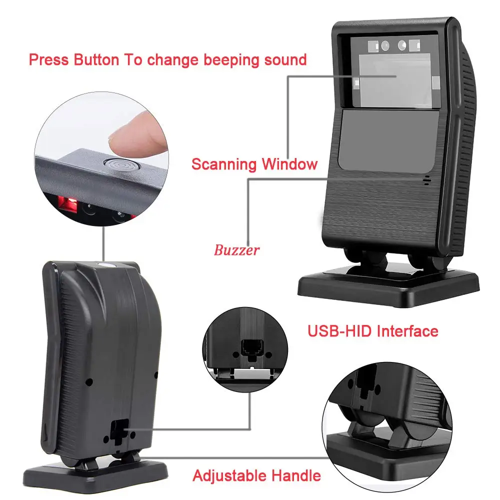 IssyzonePOS 1D 2D QR الباركود ماسحة 1200 مرات/s الباركود ماسحة التصفير الصوت قابل للتعديل التلقائي صورة USB السلكية ماسحة
