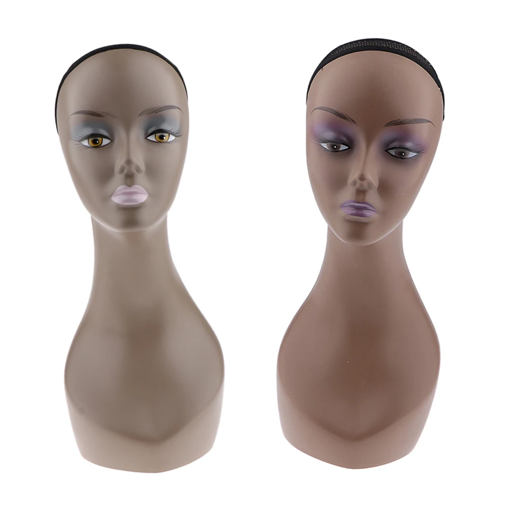

2Pcs Cosmetology Female Mannequin Head with Bust Shoulder with Net Cap for Wigs Hat Necklace Jewelry Display
