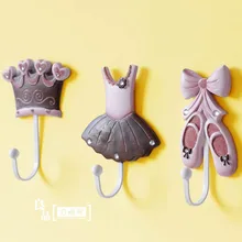Специальные предложения Красочные наборы из трех творческих Крючки для верхней одежды украшения стены Корона принцесса платье обувь крюк