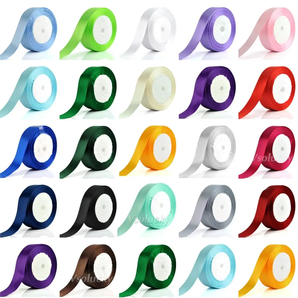 

1 Roll 25 Yards 1" 25mm Satin Ribbon Sash Gift Bow Craft Wedding Party Supplies Event Anniversary Banquet Decoration