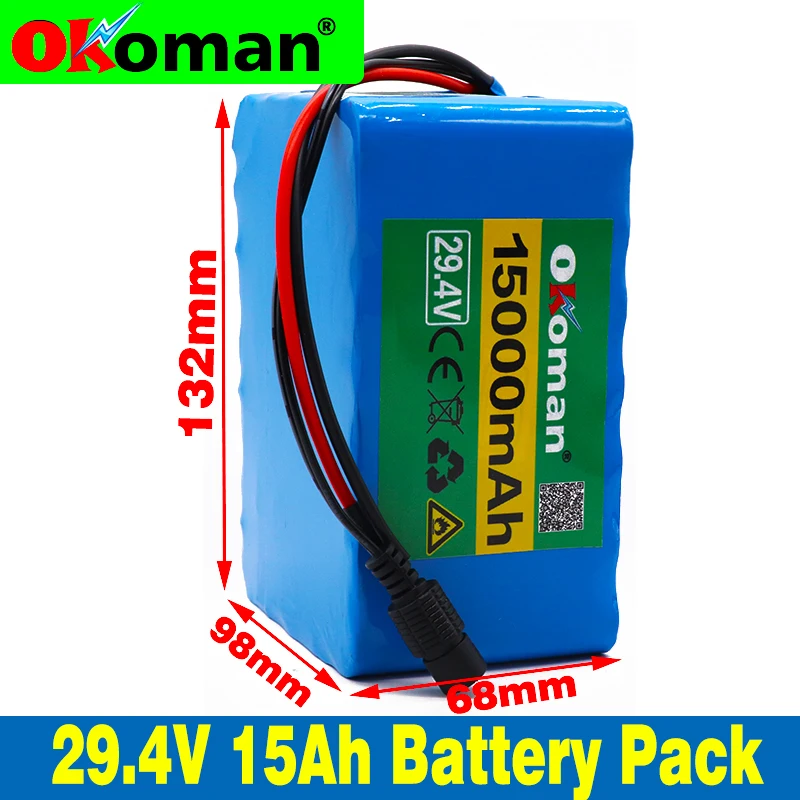 Okoman 7S5P 24v 15Ah аккумулятор 250w 29,4 V 15000mAh литий-ионный аккумулятор подходит для инвалидной коляски Мотор мощность для электрического велосипеда